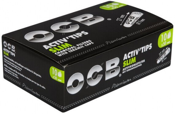 OCB Activ Tips Slim Aktivkohlefilter 7mm 10/50