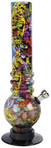 Acryl Bong "Graffiti" Gelb/Rot 26 cm